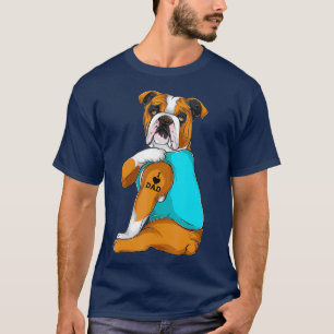 T-shirt Anglais Bulldog I Love Papa Tattoo Tattoo Chien