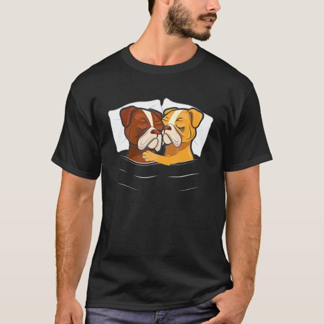 T-shirt Anglais Bulldog Valentines Couples de la Journée A (Devant)