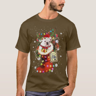 T-shirt Anglais Bulldog Xmas Boot Noël Sock Winter Sn