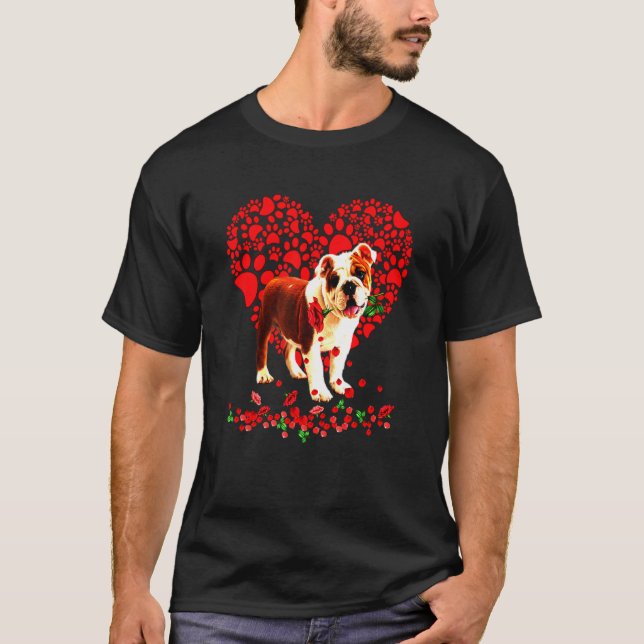 T-shirt Anglais Chien de Coeur Chien Papa Chien Maman (Devant)