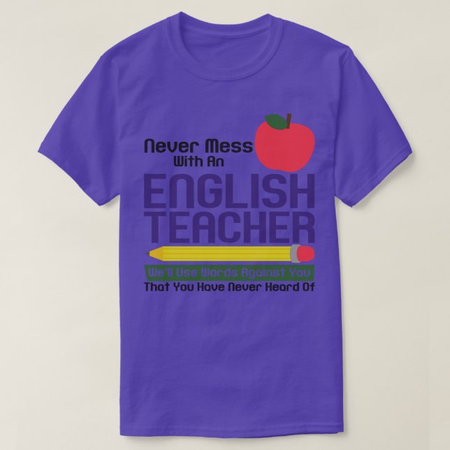 T-shirt Anglais Enseignant Lecture Livres Vocabulaire Gram (Design devant)