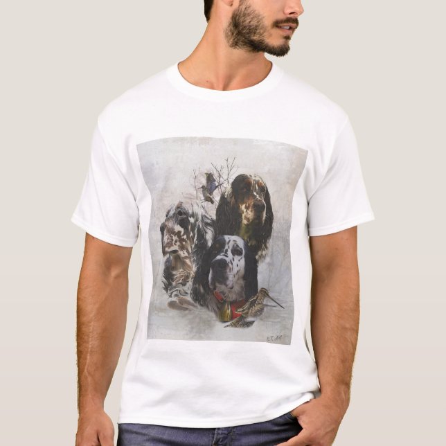 T-shirt Anglais Setter, chasse à la bécasse (Devant)