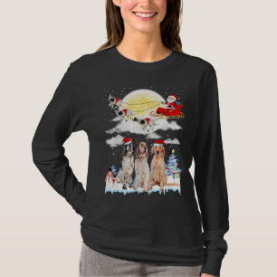 T-shirt Anglais Setter Chien Père Noël Sleigh Christmas Lo