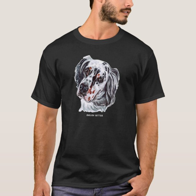 T-shirt Anglais Setter Profil de chien Joli visage 4 ensem (Devant)