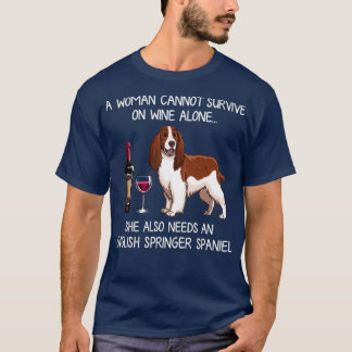 T-shirt Anglais Springer Espagnol et vin Drôle chien 
