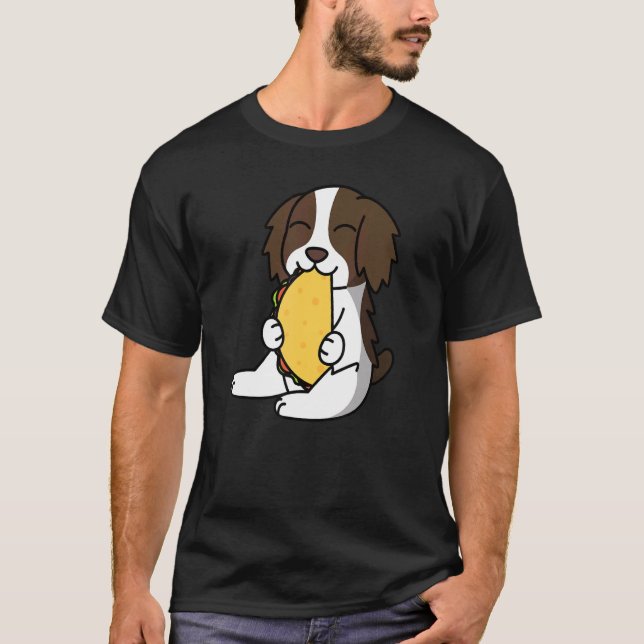 T-shirt Anglais Springer Spaniel Manger Un Chien Taco (Devant)