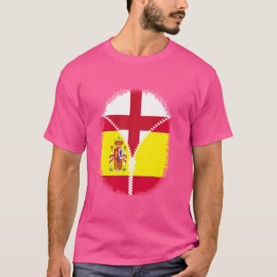 T-shirt Angleterre Espagne Drapeau anglais espagnol Zipper