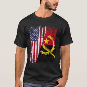 T-shirt Angolais Racines à demi-drapeau américain Angola