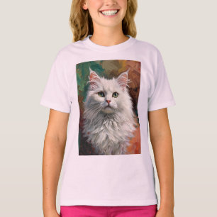 T-shirt Angora Artistique Chat Portrait Vibrant Peinture à