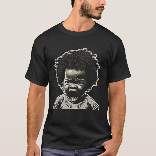 T-shirt Angry African American Kid Afro Black Pride  Fight (Devant)