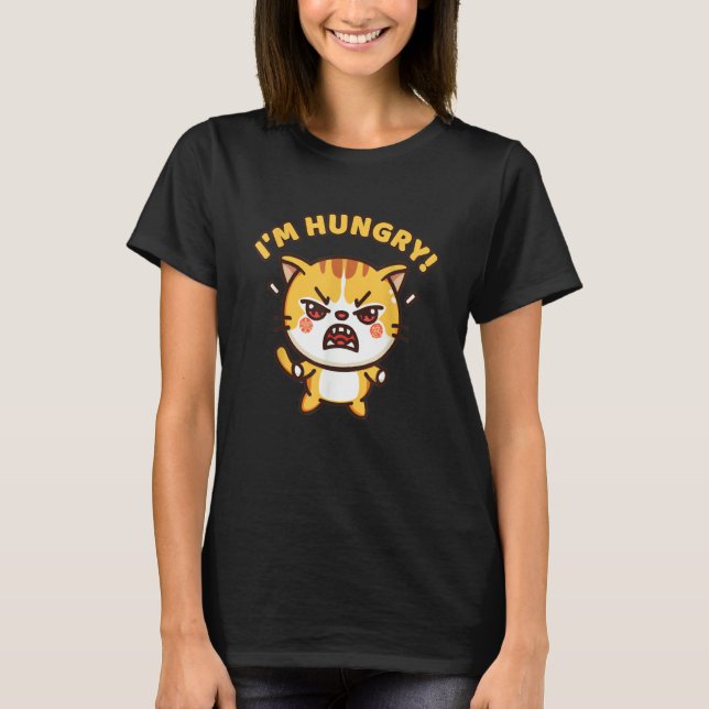 T-shirt Angry Hungry Cat Hungry Person  Cat  Food (Devant)