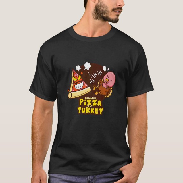 T-shirt angry pizza and turkey for Thanksgiving day (Devant)