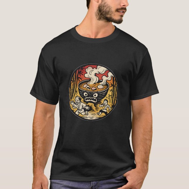 T-shirt Angry Ramen Bowl Japonais Yokai Art (Devant)