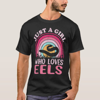 T-shirt Anguille Poisson Vintage Rétro Juste Une Fille Qui