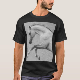 T-shirt Animal Curvet Cheval Modèle Mens Noir Moderne