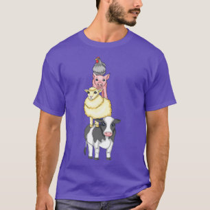 T-shirt Animal de ferme Famille Vache Mouton Cochon Coq Co