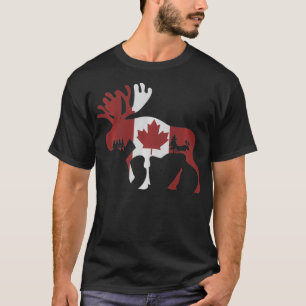 T-shirt Animal d'orignal Drapeau canadien Feuille d'érable