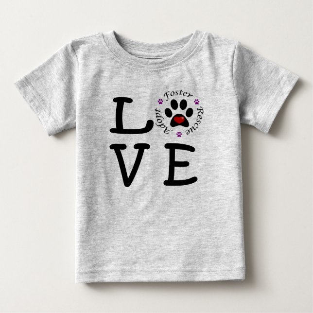 T-shirt animal du Jersey d'amende de bébé d'amour (Devant)