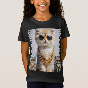 T-Shirt Animal élégant Chat avec lunettes de soleil – Pe