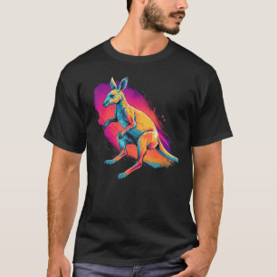 T-shirt Animal exotique Kangaroo aquarelle peinture