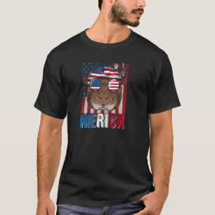 T-shirt Animal graphique Merica Love Guinée Pig Drapeau dr