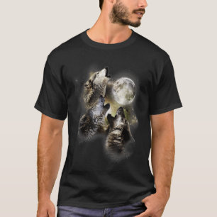 T-shirt animal loups loups loups hurler à la lune