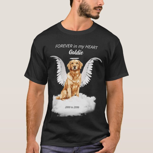 T-shirt Animal Memorial Angel Chien Golden Retriever (Devant)