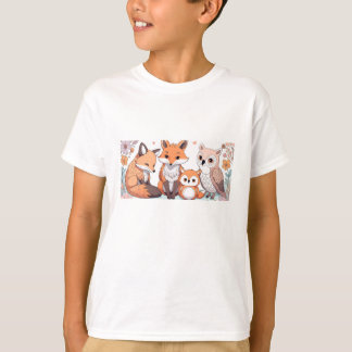 T-shirt animal pour enfants - renard et hibou