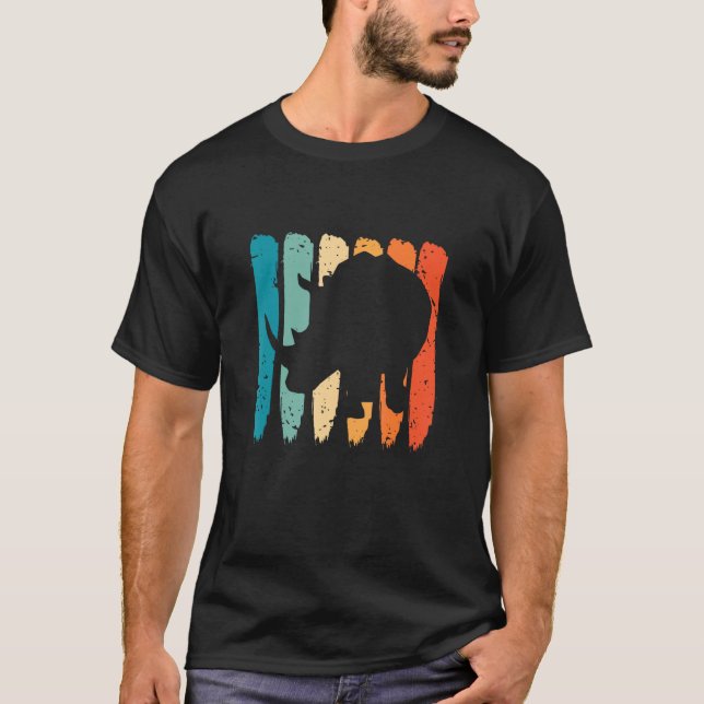 T-shirt Animal Rights Rhinos Rhinoceros Retro Wildlife Rhi (Devant)