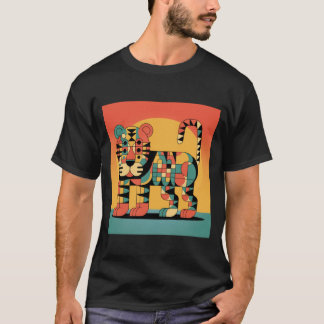 T-shirt animal stylisé géométrique