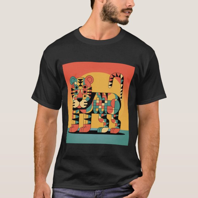 T-shirt animal stylisé géométrique (Devant)