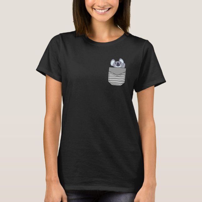 T-shirt Animal Waving Koala In Pocket (Devant)