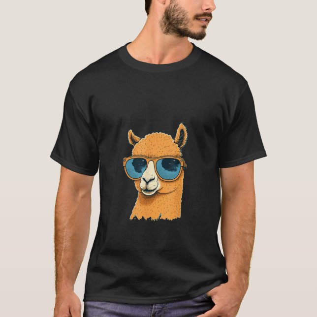T-shirt Animals Graphic  Alpaca Wearing Sunglasses 4 (Devant)
