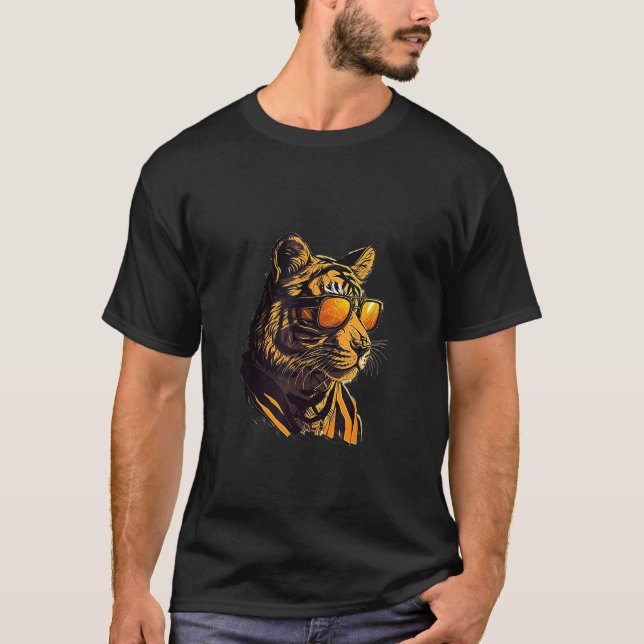 T-shirt Animals Graphic  Tiger Wearing Sunglasses 4 (Devant)