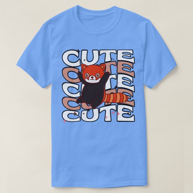 T-shirt Animaux adorables Panda rouge mignonne Cie blanche (Design devant)