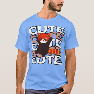 T-shirt Animaux adorables Panda rouge mignonne Cie blanche