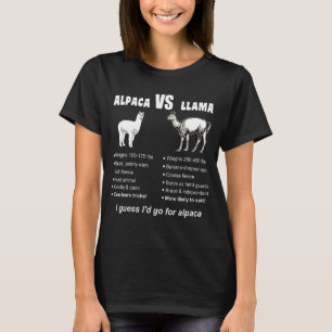 T-shirt Animaux amusants Faits Différences Llama Vs Alpaca