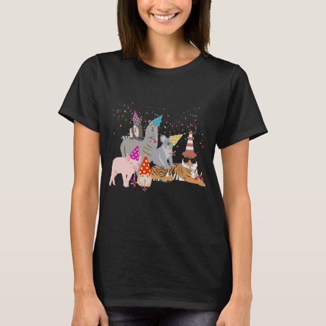 T-shirt Animaux - Beaux animaux ayant une fête (Devant)