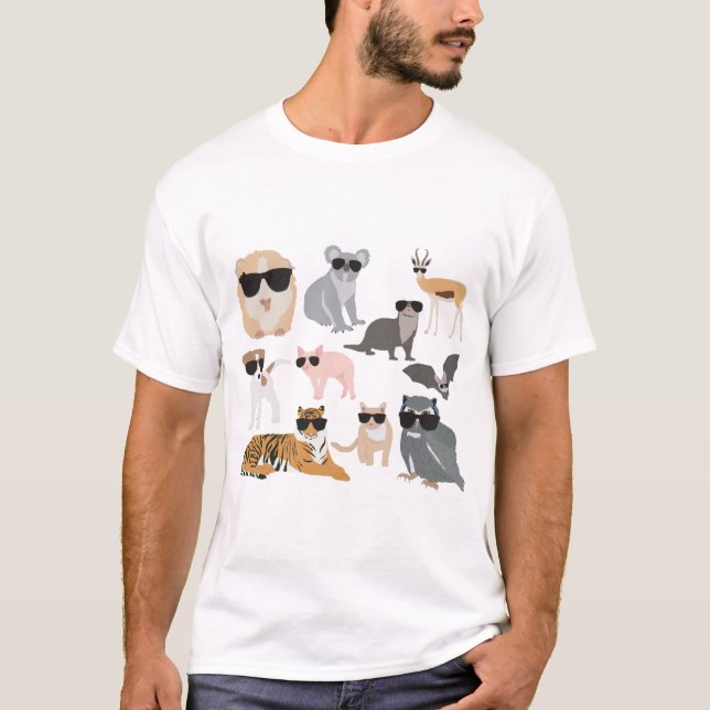 T-shirt Animaux cool et amusants portant des lunettes de s (Devant)