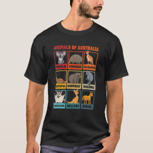 T-shirt Animaux D'Australie Koala Dugong Wombat Dingo Kan