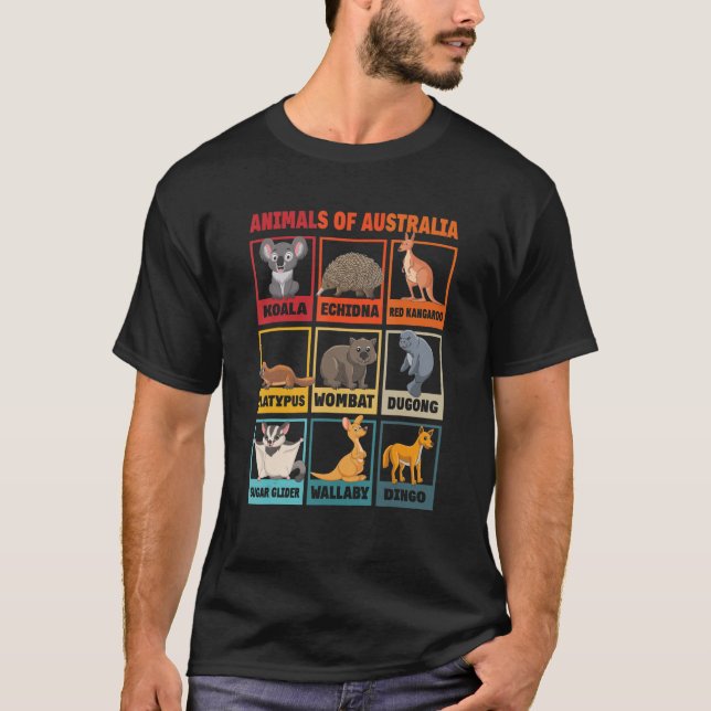 T-shirt Animaux D'Australie Koala Dugong Wombat Dingo Kan (Devant)