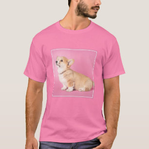 T-shirt Animaux de bébés cutest   Corgi rose Chiot