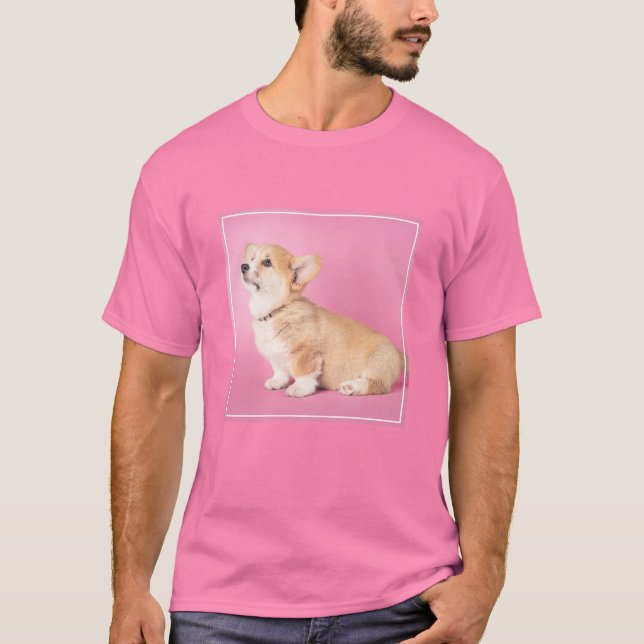 T-shirt Animaux de bébés cutest | Corgi rose Chiot (Devant)