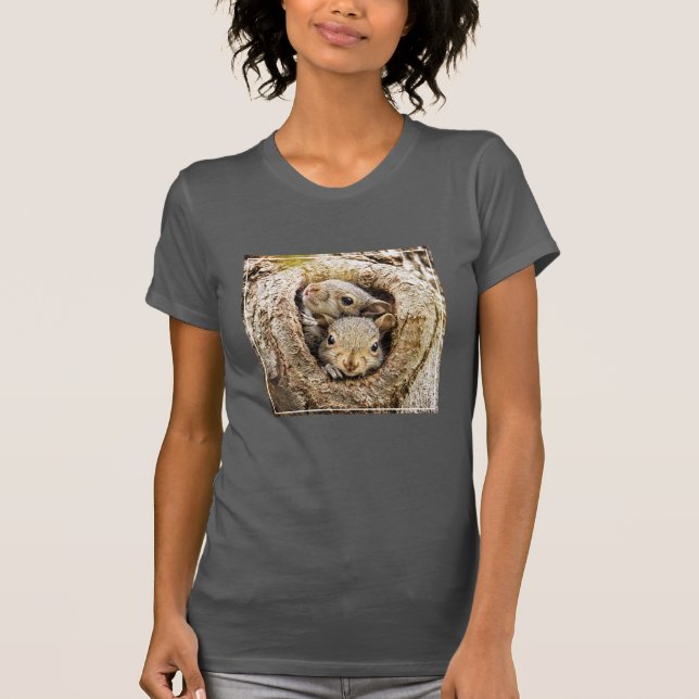 T-shirt Animaux de bébés cutest | Écureuils curieux (Devant)