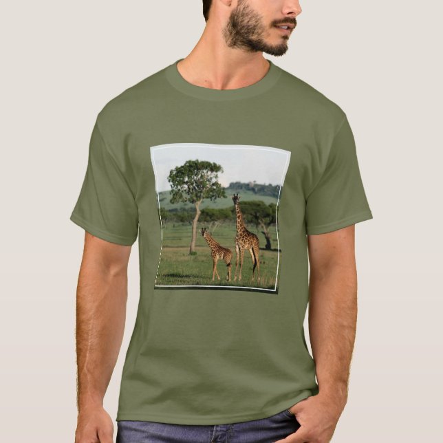 T-shirt Animaux de bébés cutest | Giraffe Calf & Mama (Devant)
