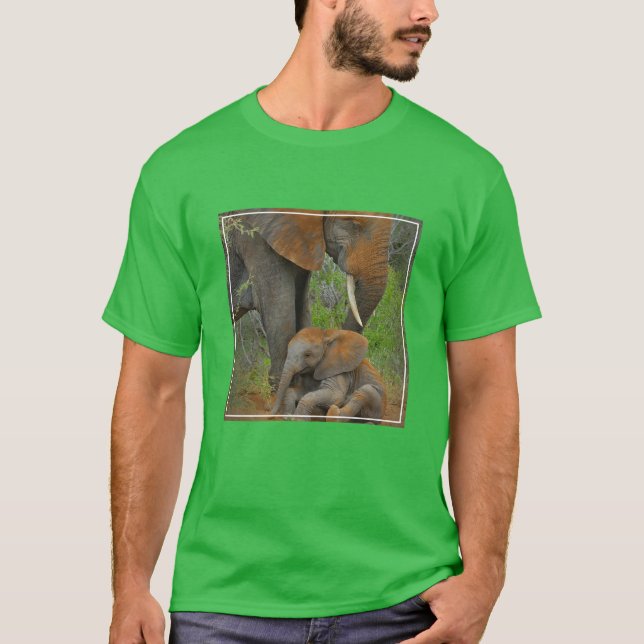 T-shirt Animaux de bébés cutest | Mama Elephant & Baby (Devant)