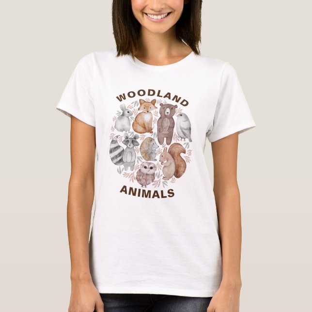 T-shirt Animaux de bois mignons Anniversaire (Devant)