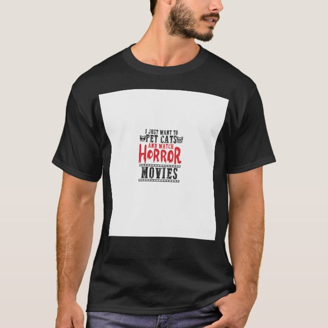 T-shirt Animaux de compagnie Cats Regarder les films d'hor (Devant)