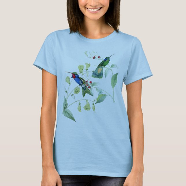 T-shirt Animaux de faune de fleurs d'oiseaux de colibri (Devant)