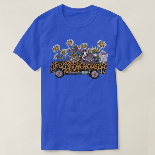T-shirt Animaux de ferme Camion Fermier Chrysanthemum Flow (Design devant)